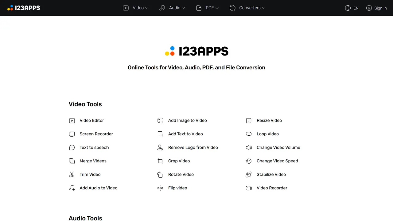 Screenshot of 123apps