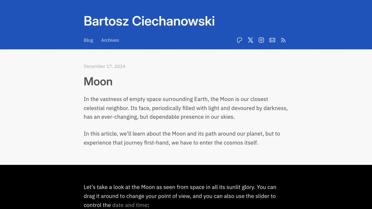 Screenshot of Bartosz Ciechanowski
