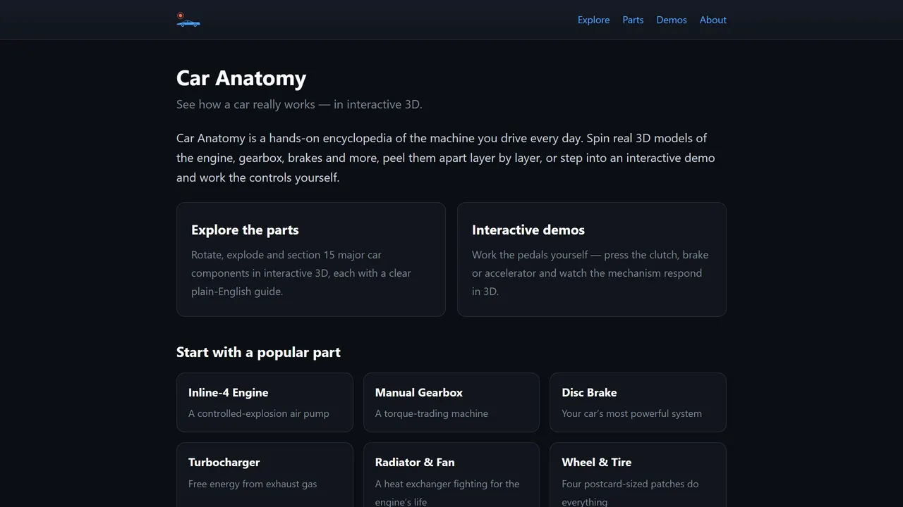 Screenshot of Car Anatomy