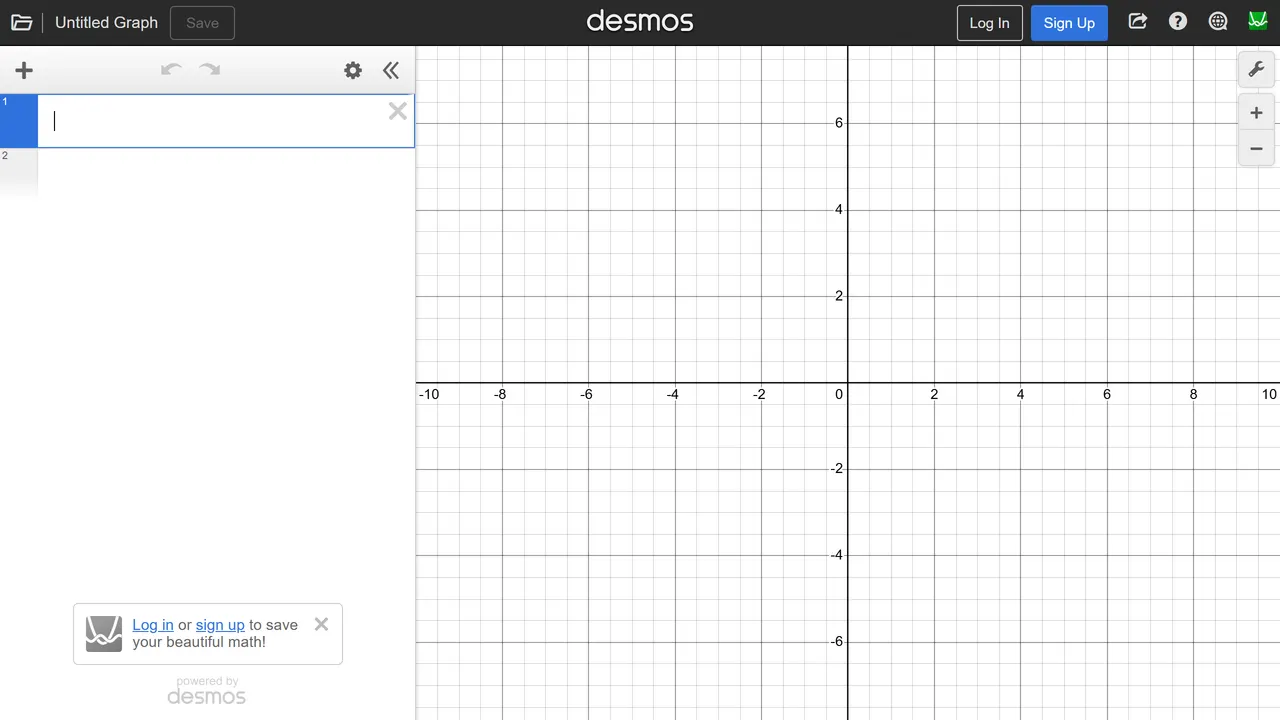 Screenshot of Desmos Graphing Calculator