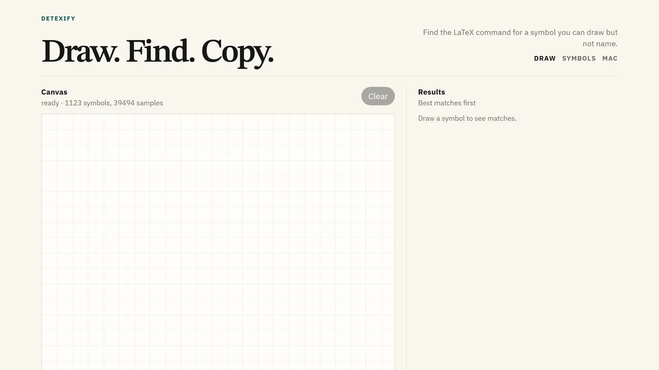 Screenshot of Detexify