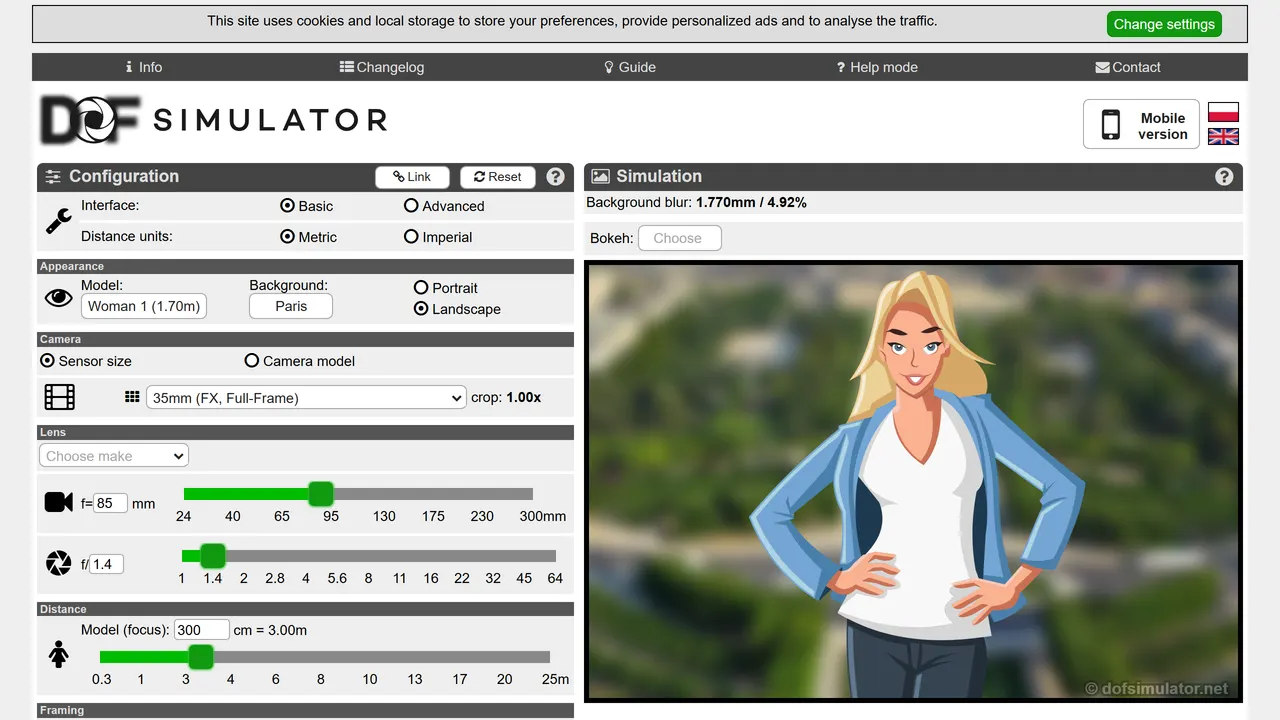Screenshot of DOF Simulator