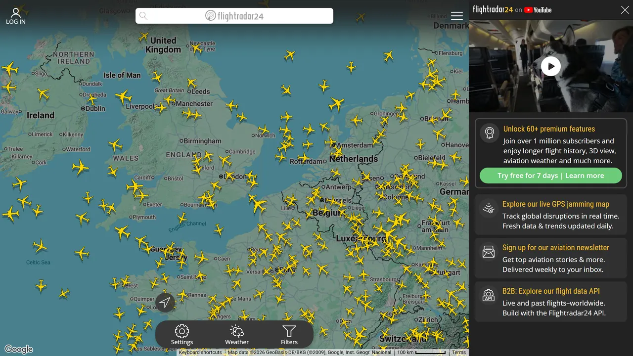Screenshot of Flightradar24