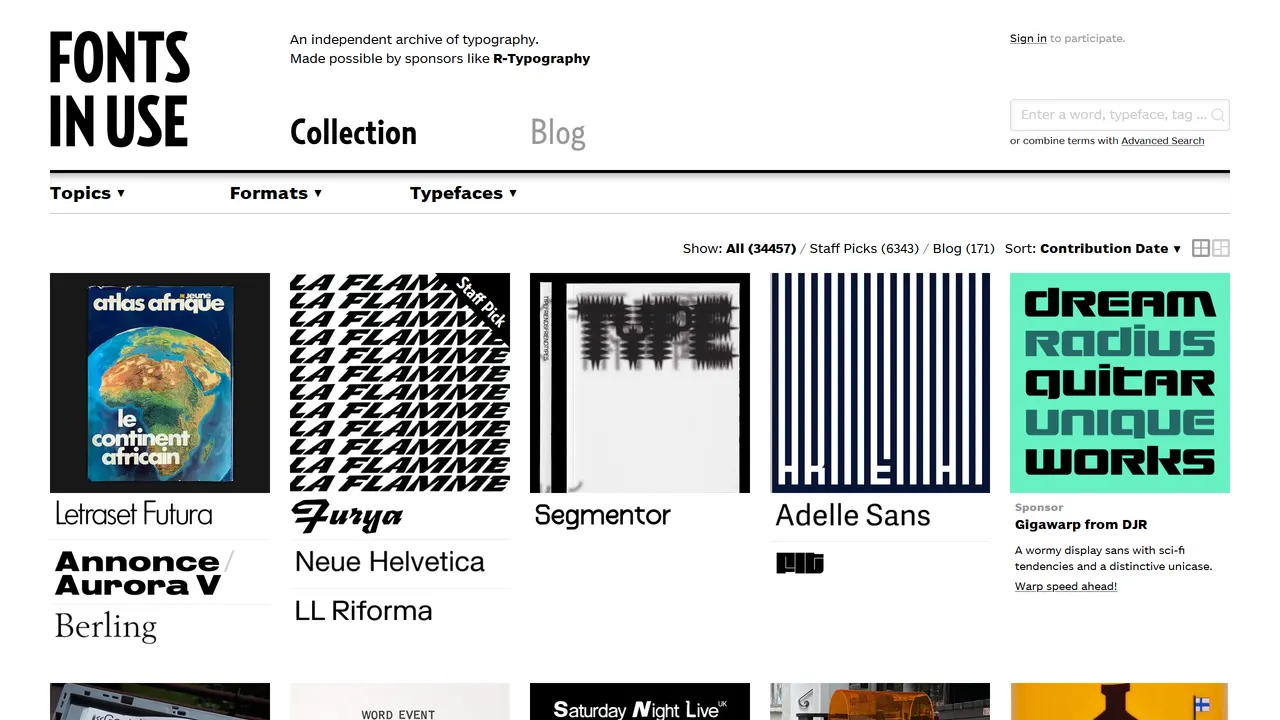 Screenshot of Fonts In Use