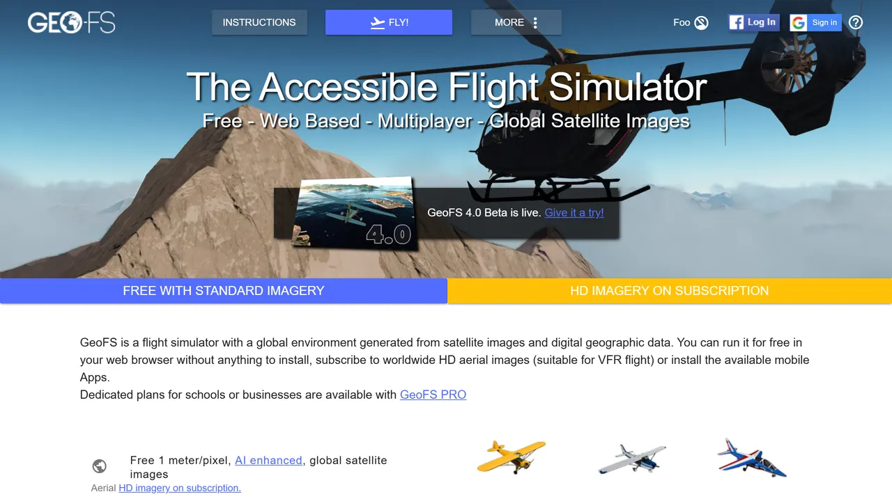 Screenshot of GeoFS