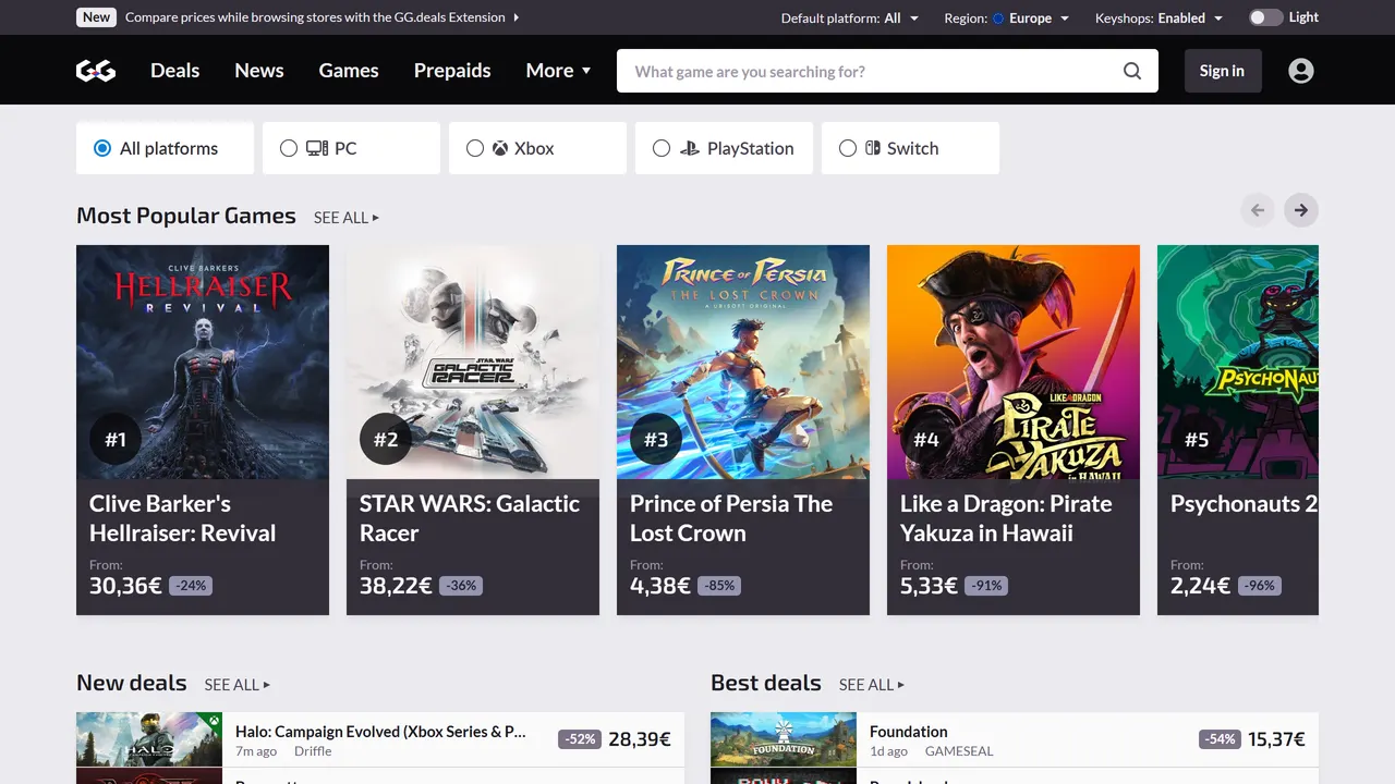 Screenshot of GG.deals