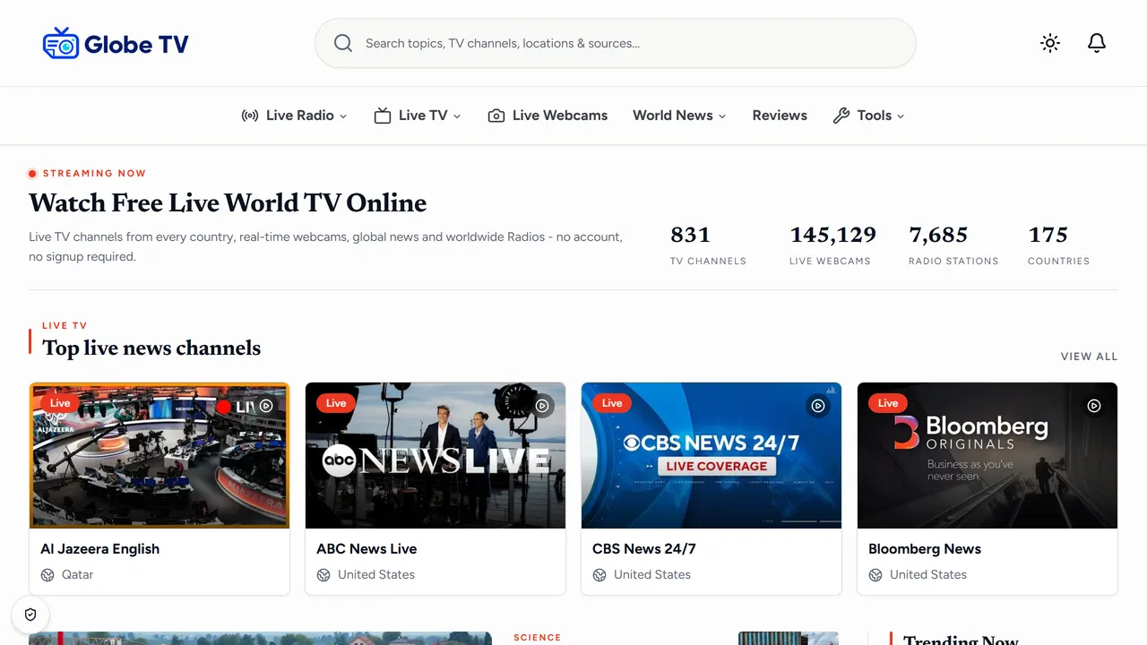 Screenshot of Globe TV