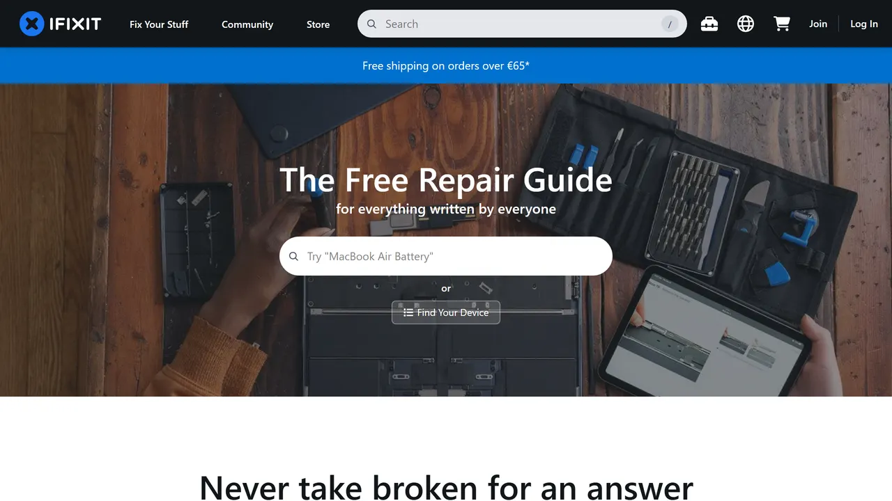 Screenshot of iFixit