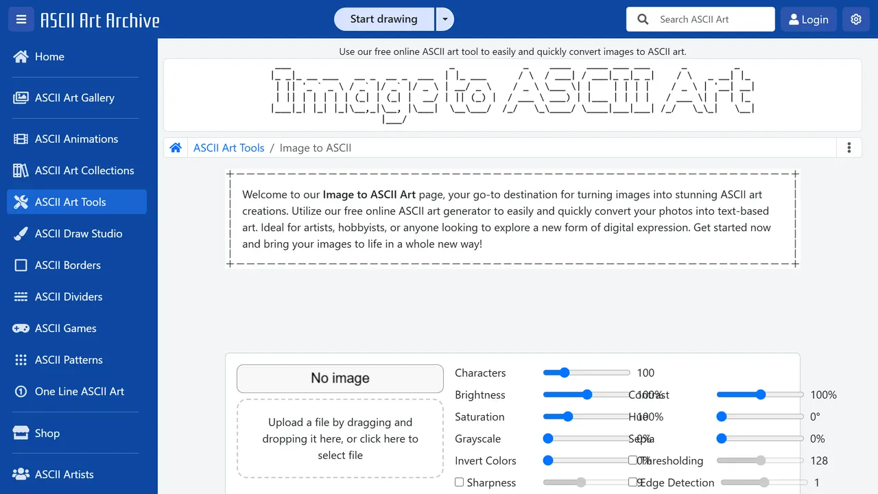 Screenshot of Image to ASCII