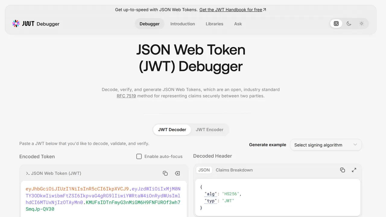 Screenshot of JWT.IO
