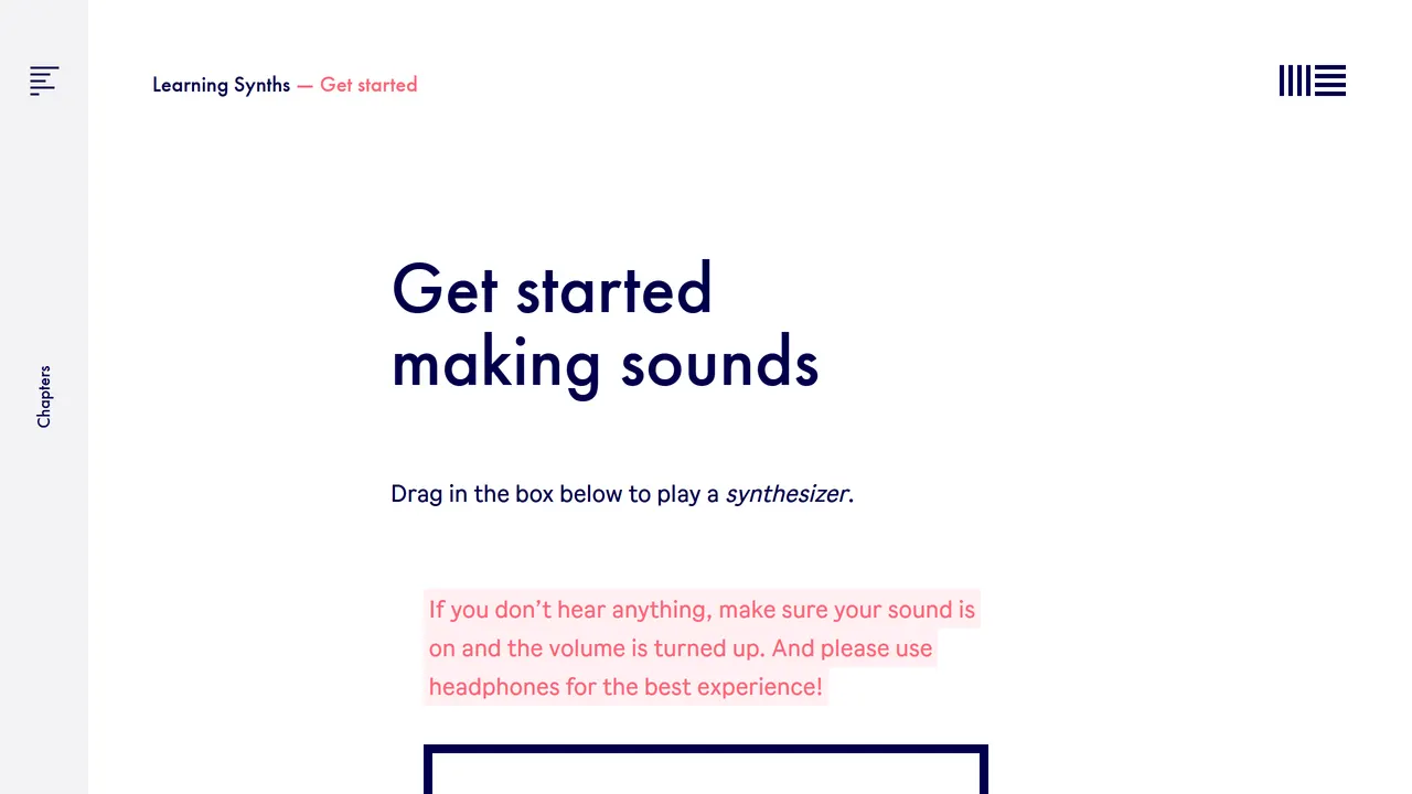 Screenshot of Learning Synths