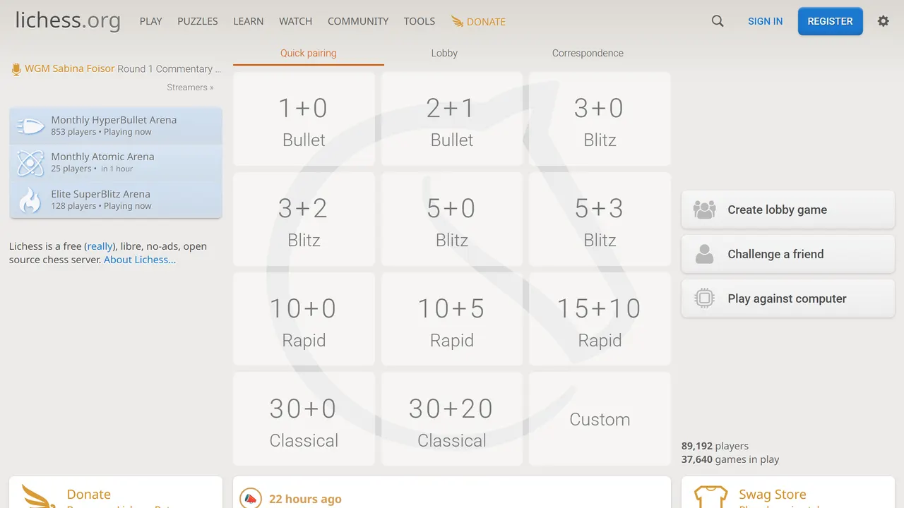 Screenshot of Lichess