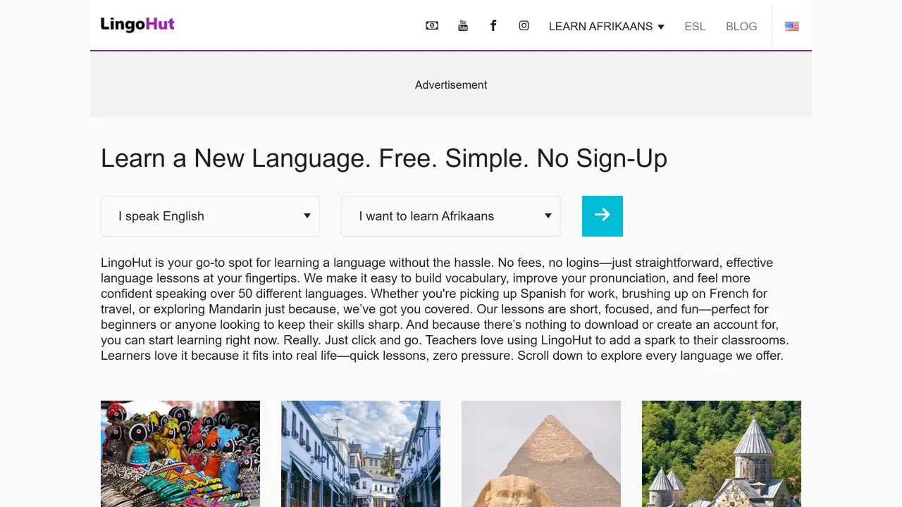 Screenshot of LingoHut