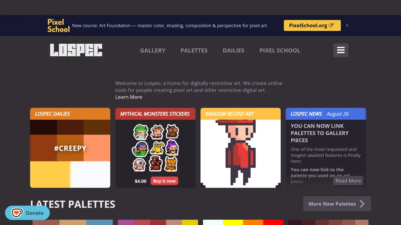 Screenshot of Lospec