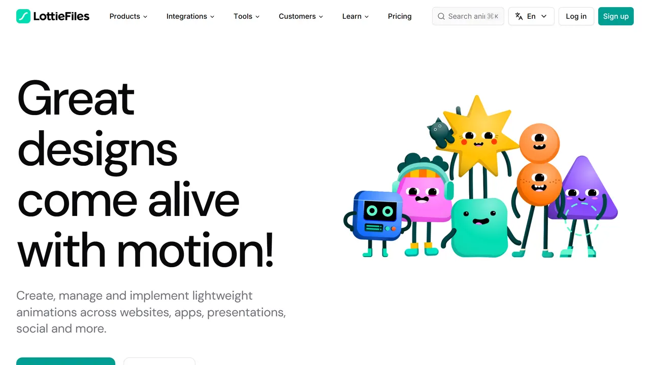 Screenshot of LottieFiles