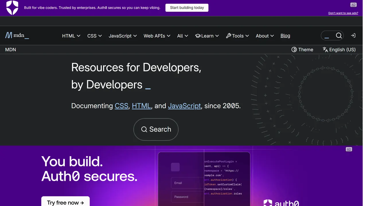 Screenshot of MDN Web Docs
