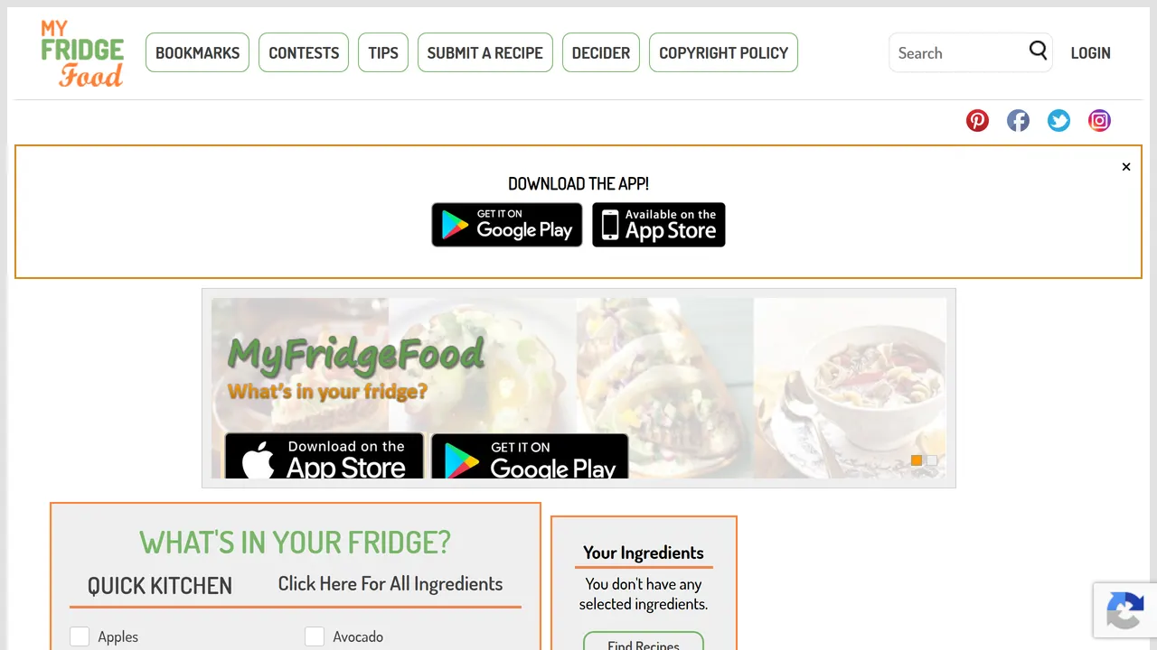 Screenshot of MyFridgeFood
