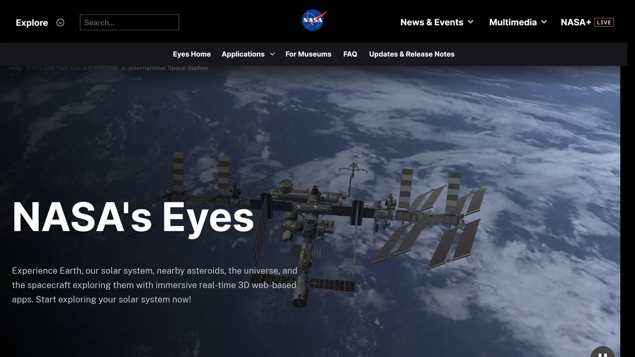 Screenshot of NASA Eyes