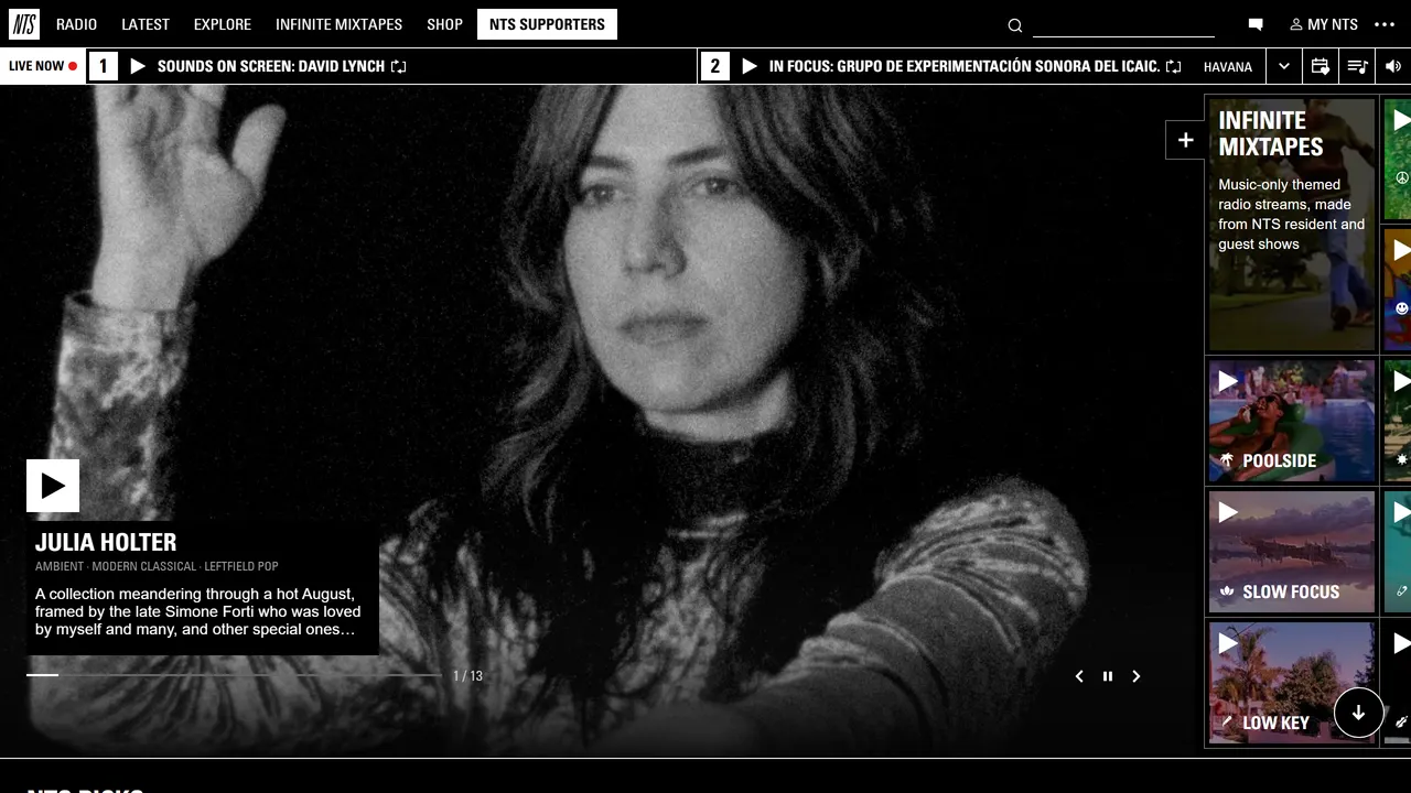 Screenshot of NTS Radio