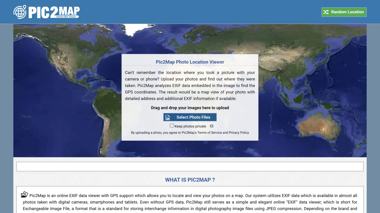 Screenshot of Pic2Map