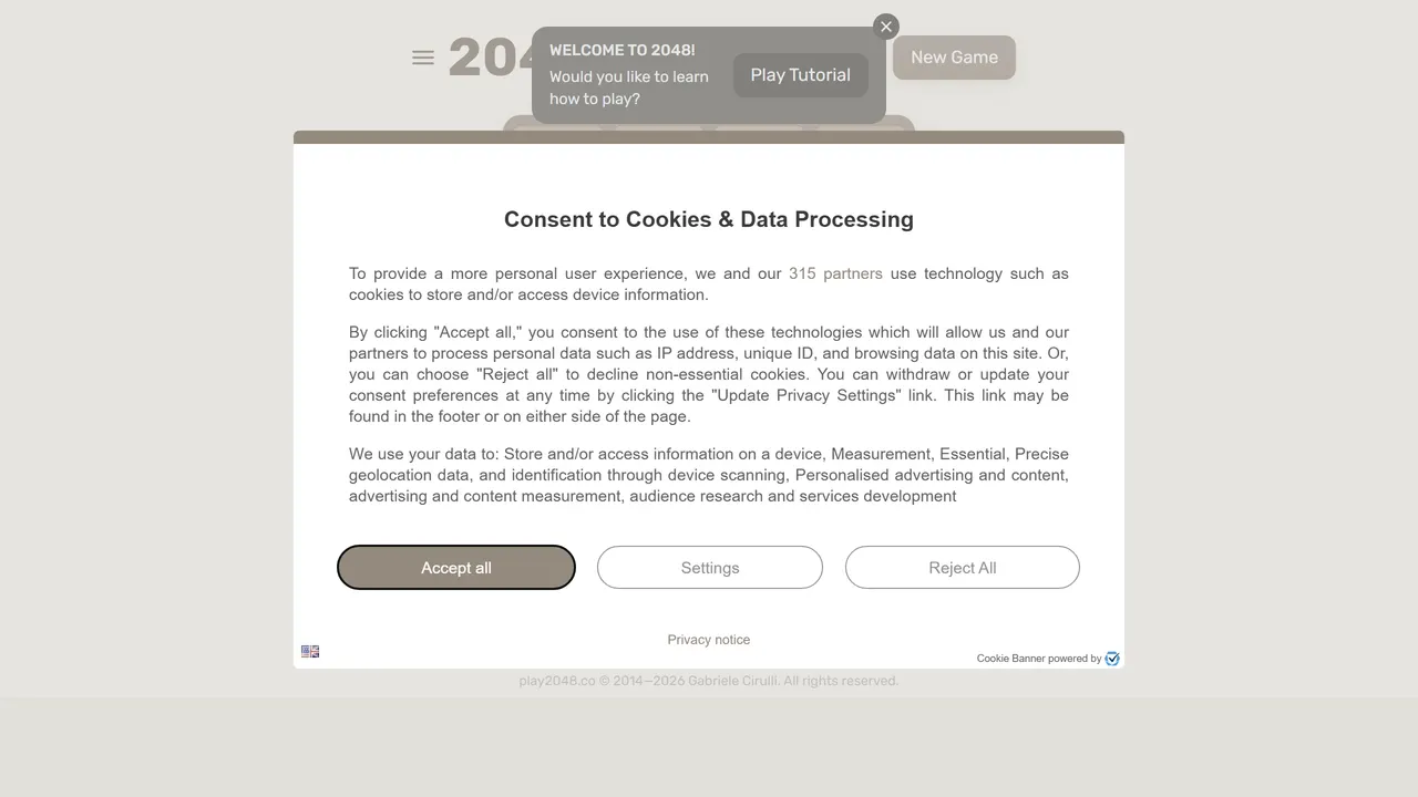 Screenshot of 2048