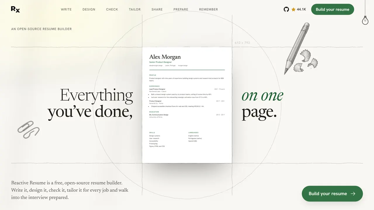Screenshot of Reactive Resume