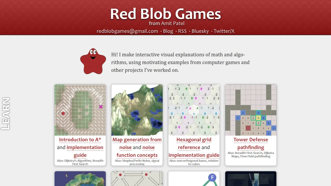 Screenshot of Red Blob Games