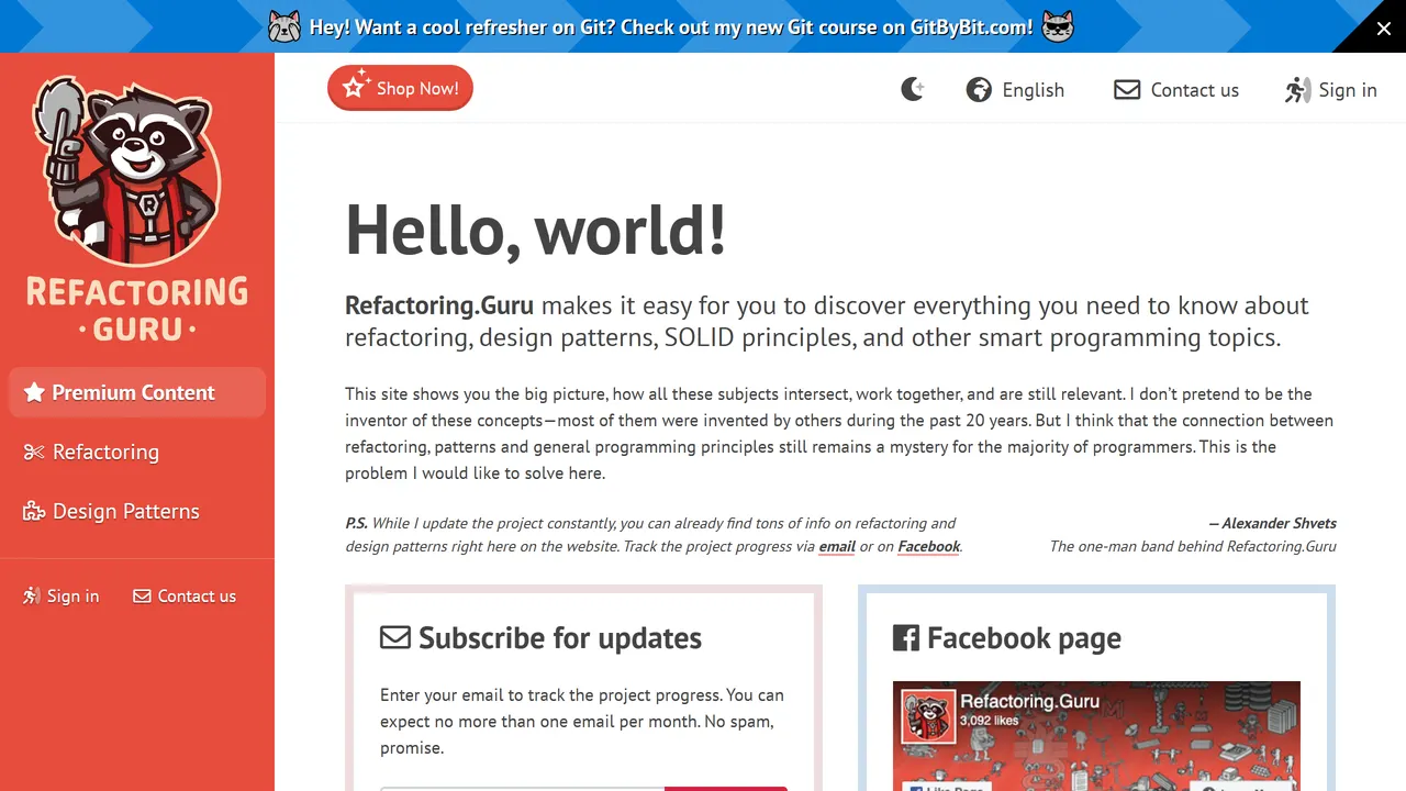 Screenshot of Refactoring Guru