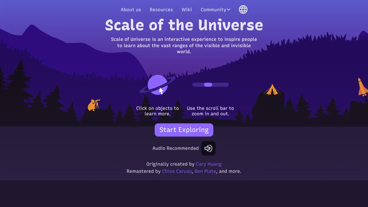 Screenshot of Scale of the Universe