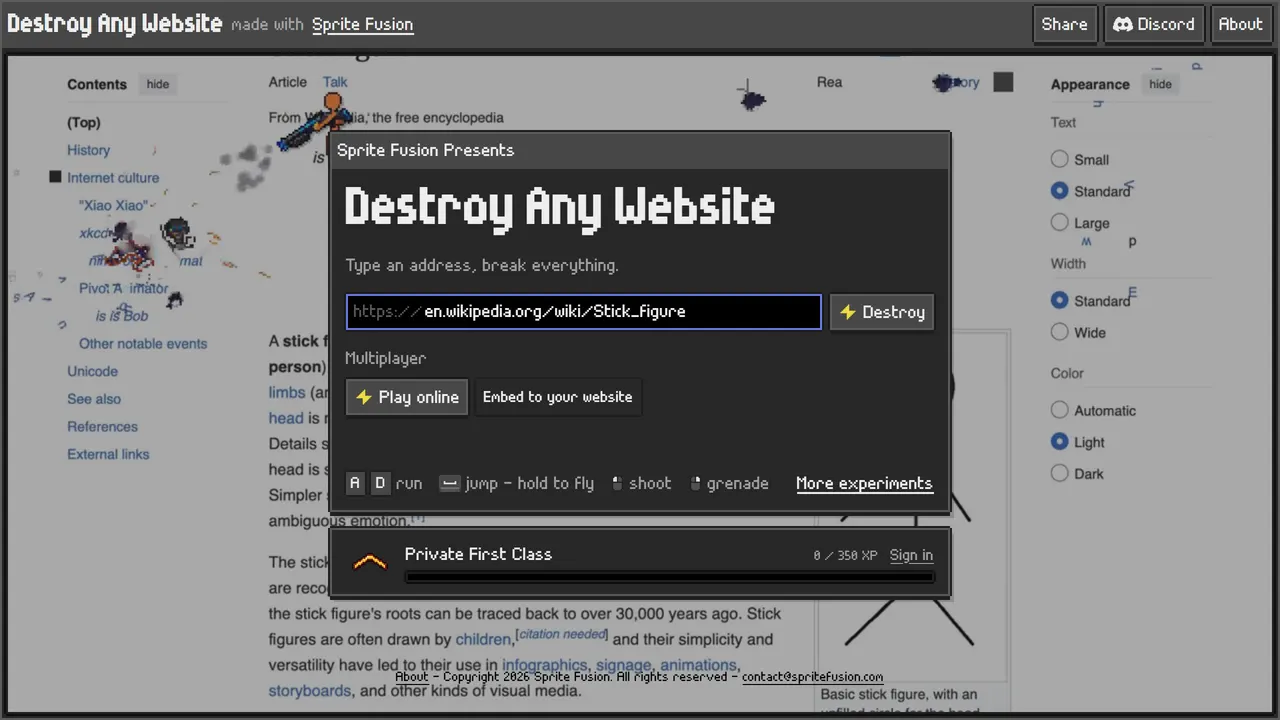 Screenshot of Sprite Fusion Destroy