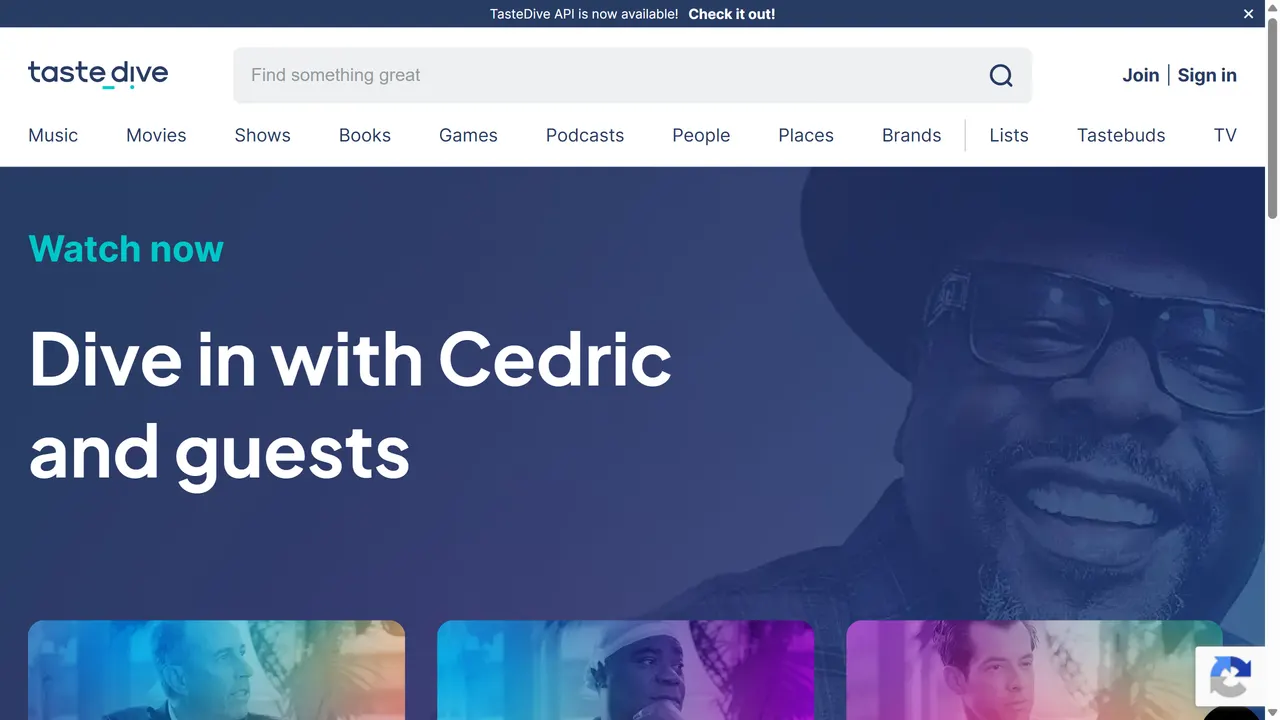 Screenshot of TasteDive