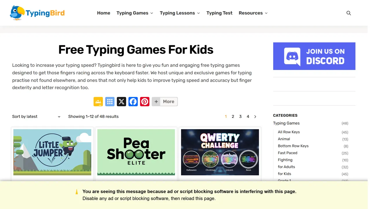 Screenshot of TypingBird