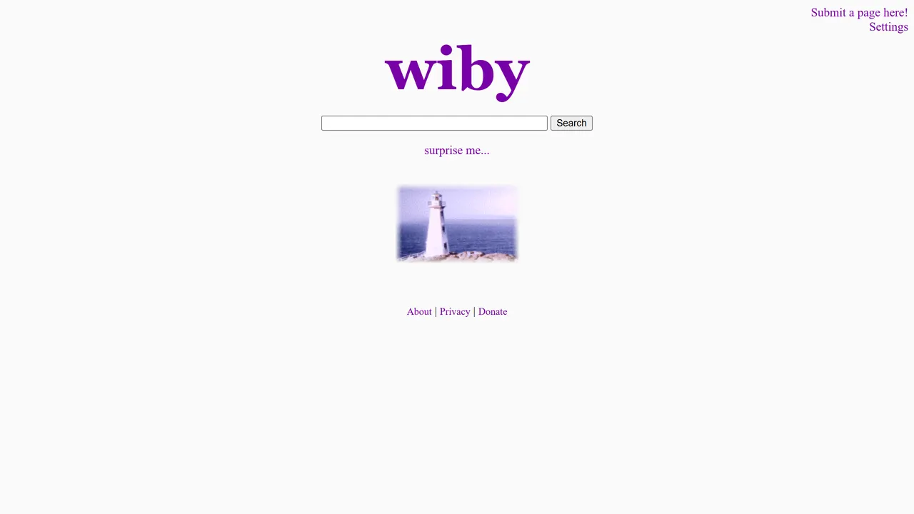 Screenshot of Wiby