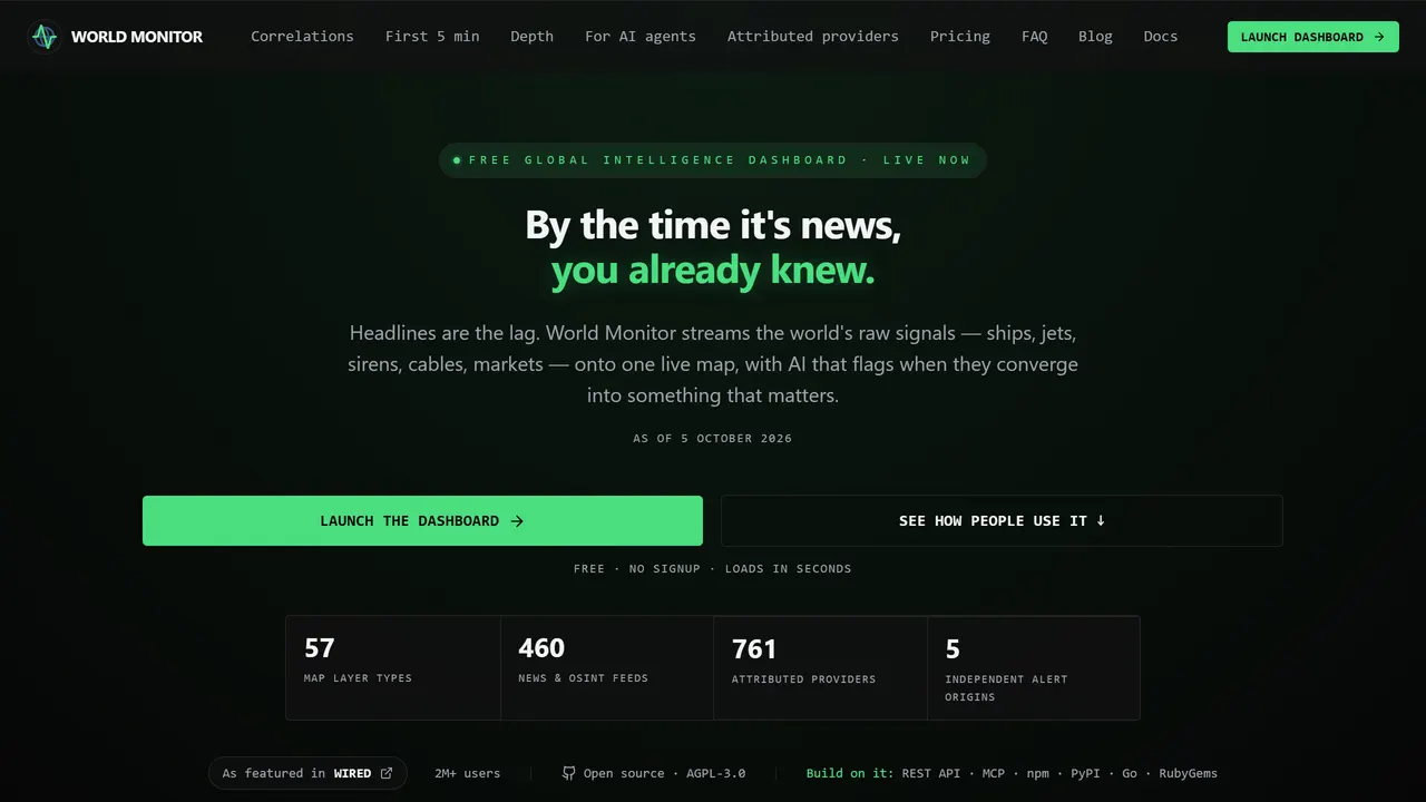 Screenshot of World Monitor